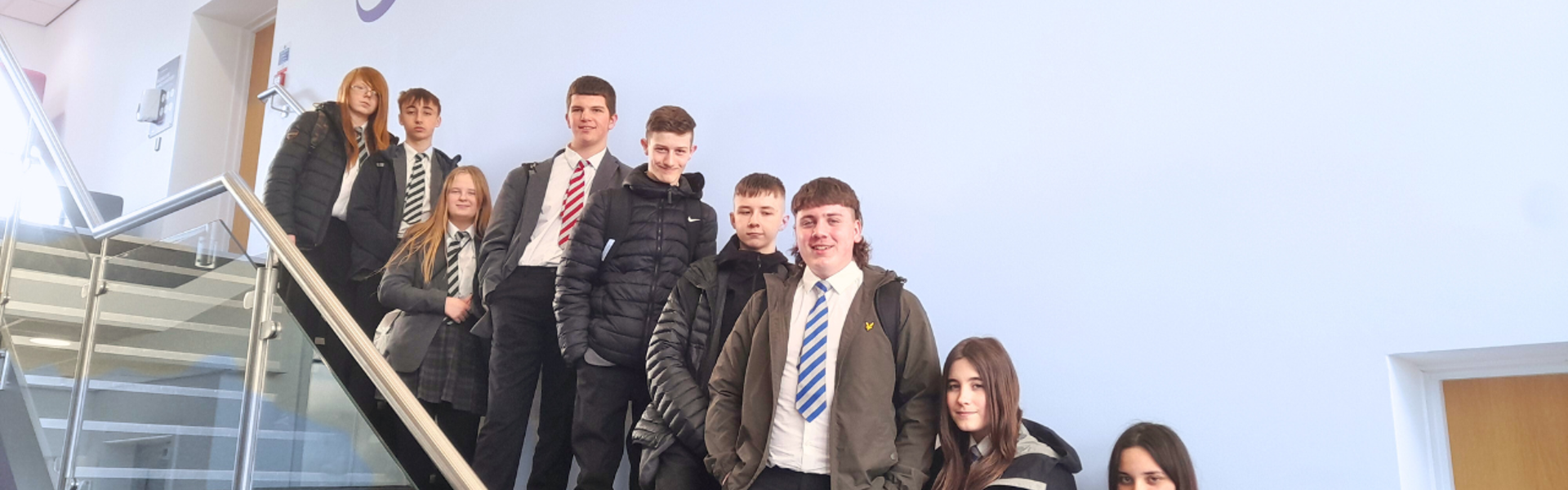 Monkwearmouth School Children On Steps At LCG Head Office