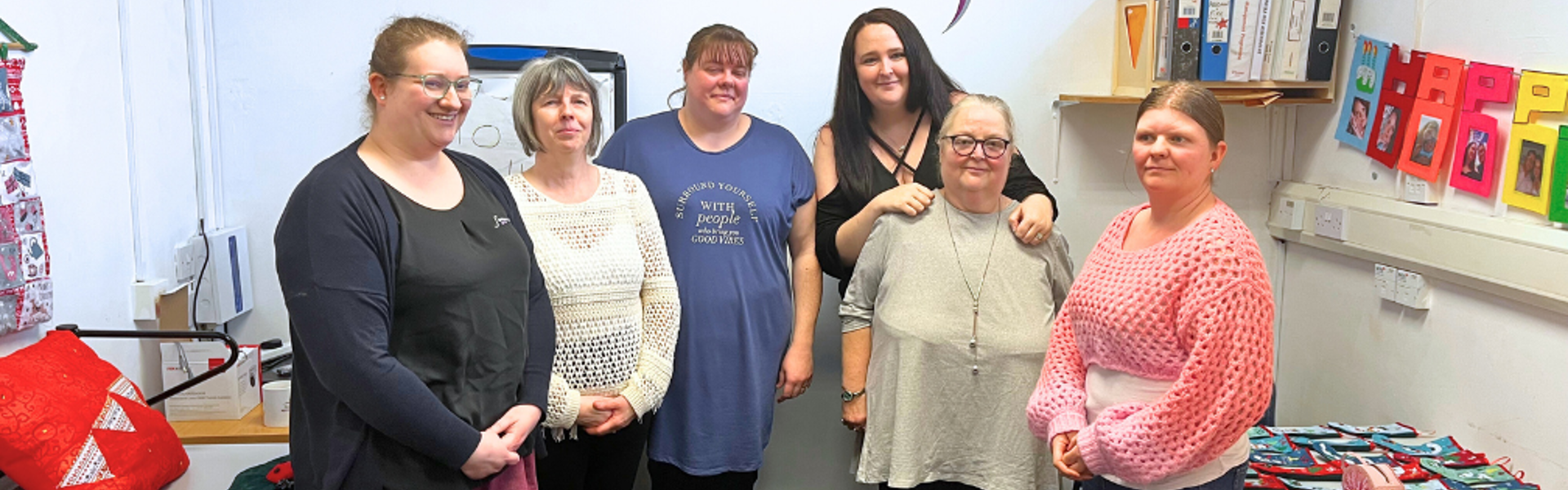 Five women with their Learning Curve Group tutor at the Tees Valley Women's Centre